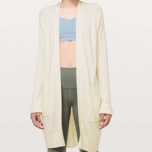 Lululemon Still At Ease Wrap Cardigan 12 Cream Cashlu Knit/Tercel Open  Long
